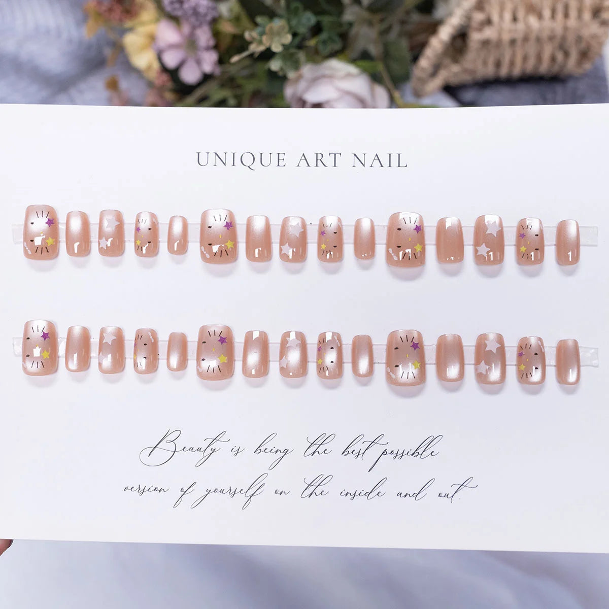 Press-On Nail Set Star & Floral Peel-And-Stick Multiple Sizes