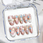 Press-On Nail Set Star & Flower Designs Multiple Sizes