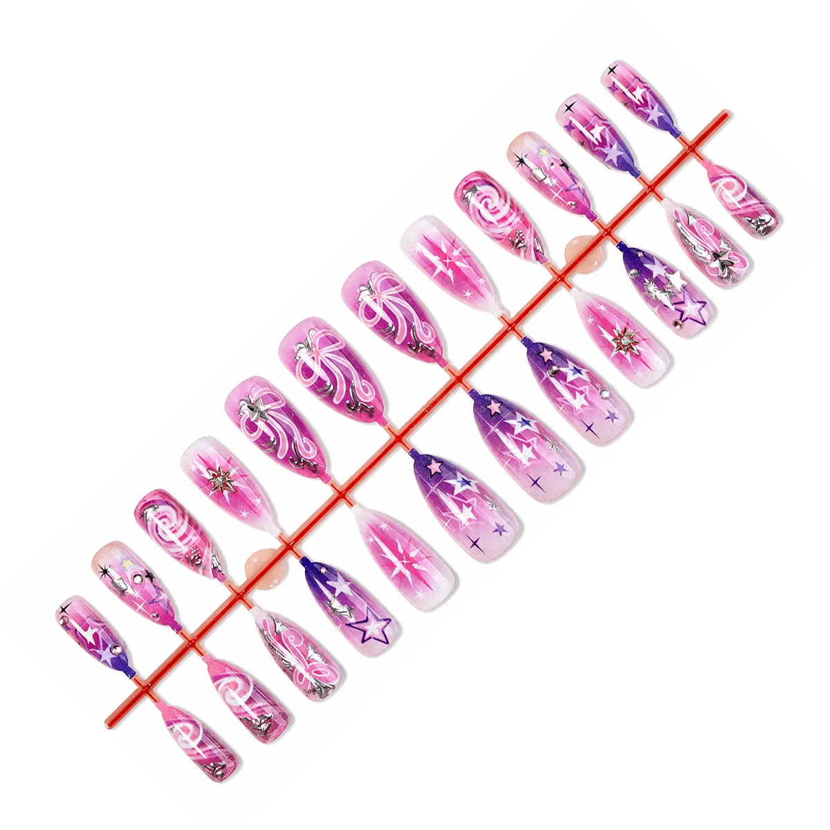 Press-On Nail Set Star & Glitter Easy-Apply Long-Lasting