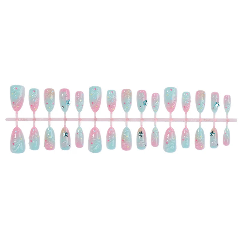 Press-On Nail Set Star & Gradient Adhesive Strips
