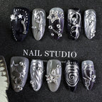 Press-On Nail Set Star & Metallic Accents Long-Lasting Wear