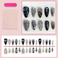 Press-On Nail Set Star & Metallic Accents Long-Lasting Wear