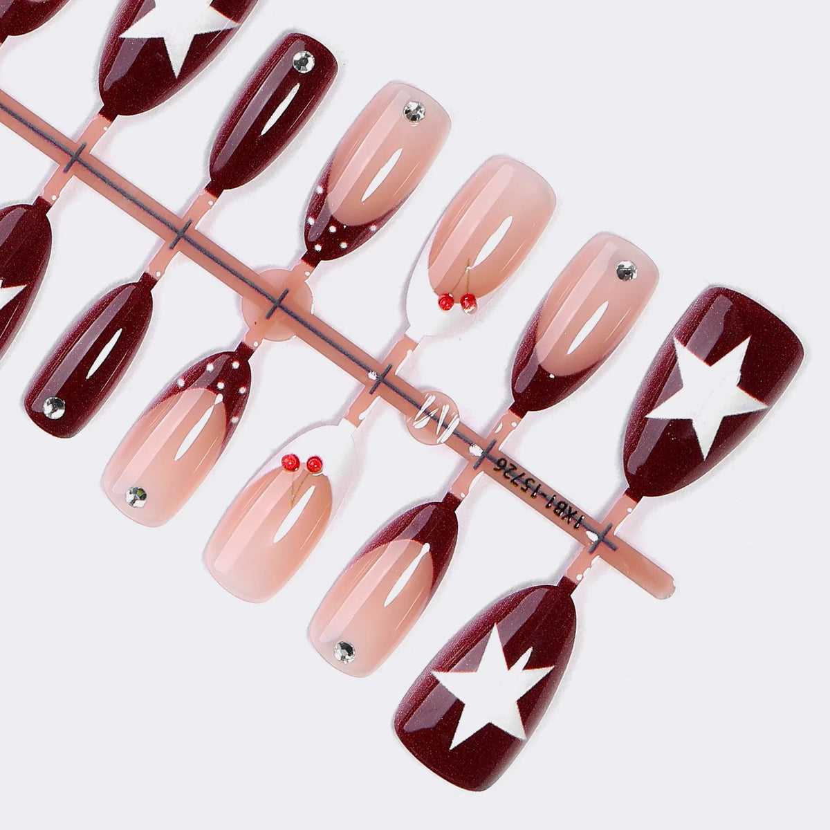 Press-On Nail Set Star Motif Sparkle Accents
