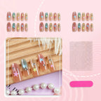 Press-On Nail Set Star Pattern Pre-Glued Multiple Sizes
