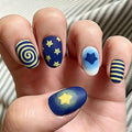 Press-On Nail Set Star & Spiral Design Multiple Sizes