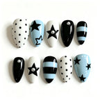 Press-On Nail Set Starry Black & Blue Adhesive Tabs
