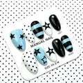 Press-On Nail Set Starry Black & Blue Adhesive Tabs