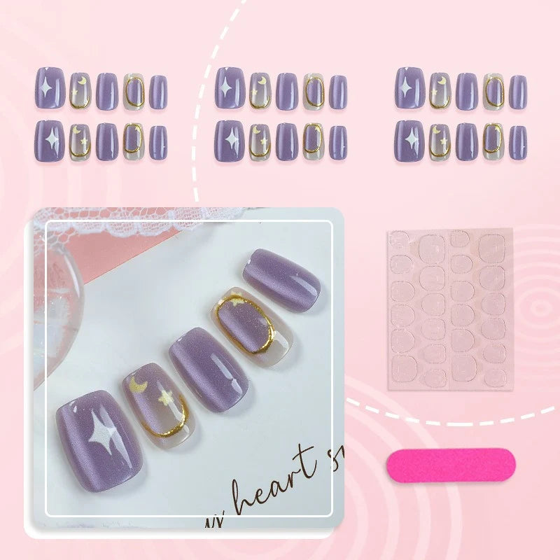 Press-On Nail Set Starry Night Easy Application