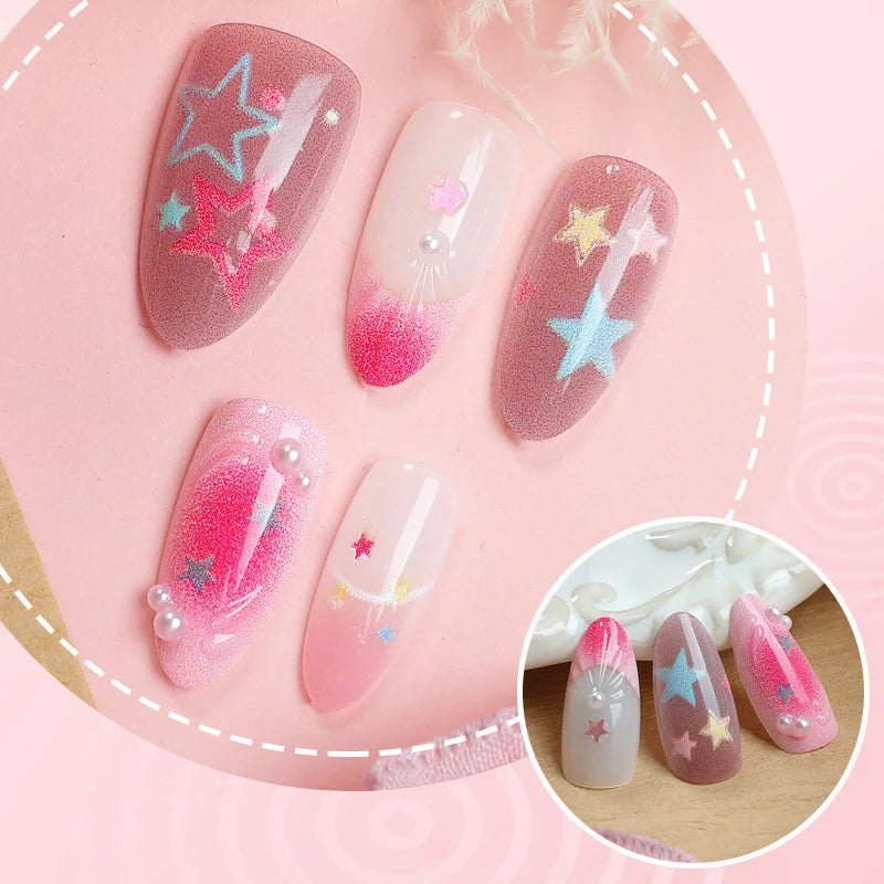 Press-On Nail Set Starry Sky Peel & Stick Reusable