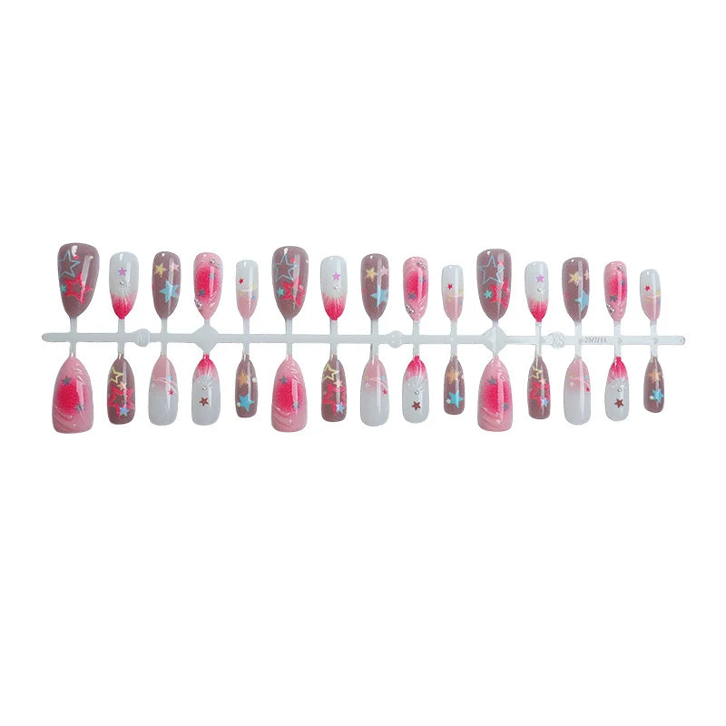 Press-On Nail Set Starry Sky Peel & Stick Reusable