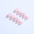 Press-On Nail Set Stiletto 3D Gold No Glue