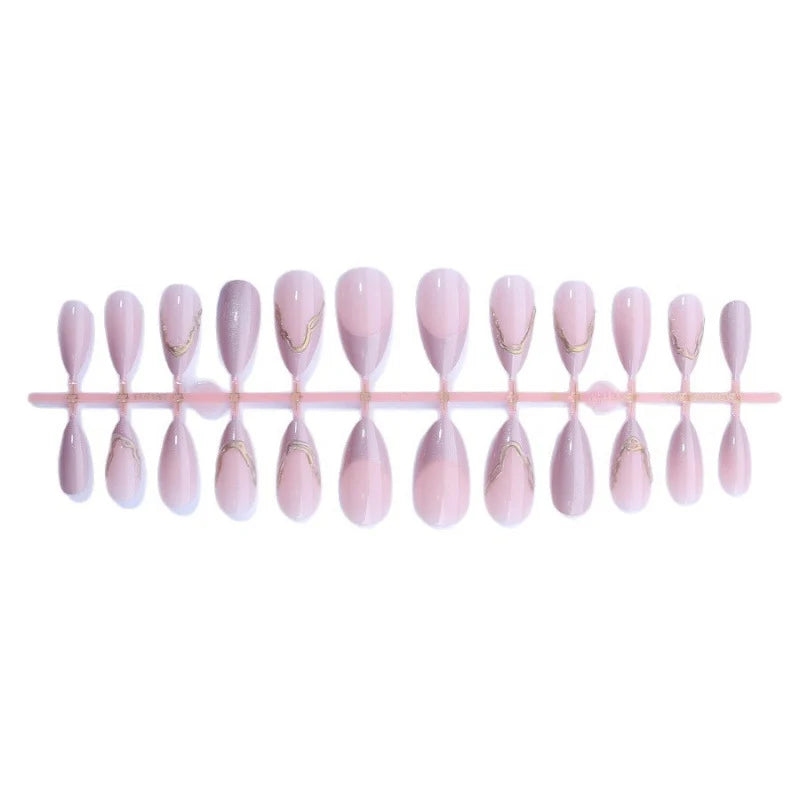 Press-On Nail Set Stiletto 3D Gold No Glue