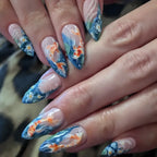 Press-On Nail Set Stiletto 3D Koi Fish Full-Cover