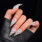 Press-On Nail Set Stiletto Acrylic Polka Dot Reusable Tabs