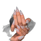Press-On Nail Set Stiletto Acrylic Polka Dot Reusable Tabs