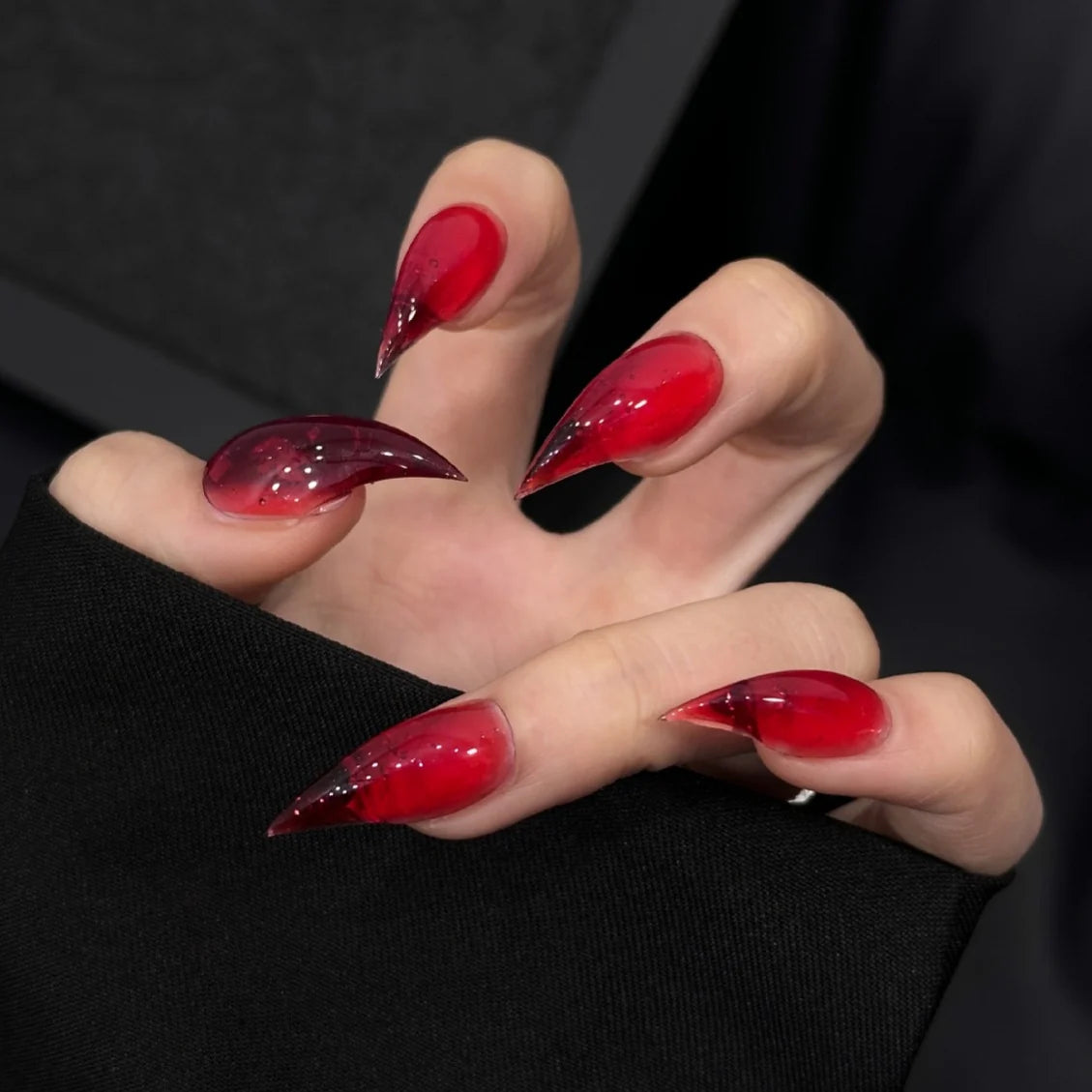 Press-On Nail Set Stiletto Acrylic Reusable