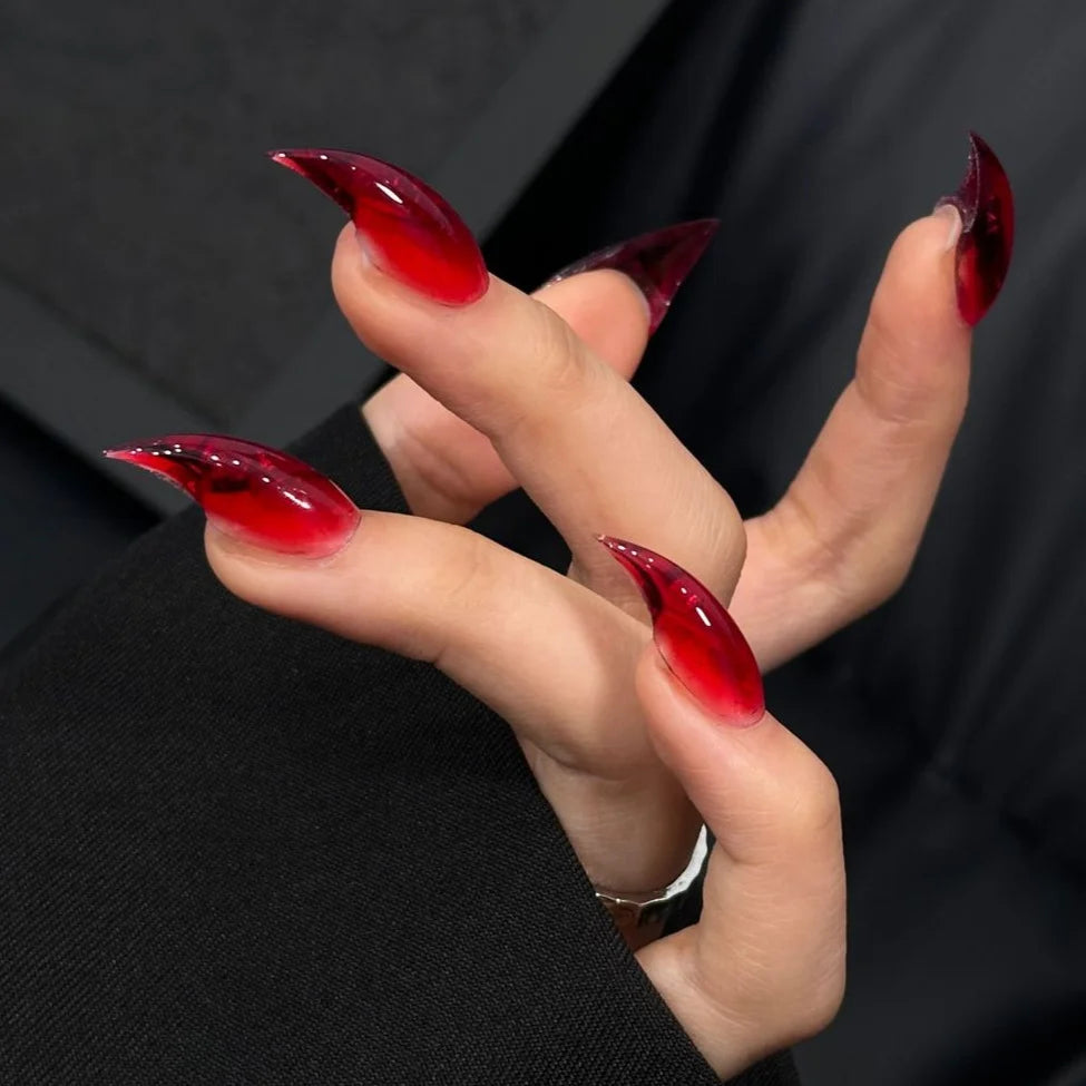 Press-On Nail Set Stiletto Acrylic Reusable