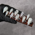 Press-On Nail Set Stiletto Artistic Designs Ready-To-Use Adhesive