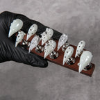 Press-On Nail Set Stiletto Artistic Designs Ready-To-Use Adhesive