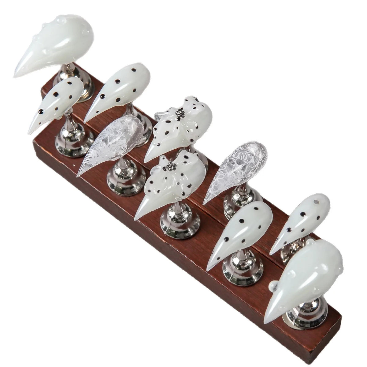 Press-On Nail Set Stiletto Artistic Designs Ready-To-Use Adhesive