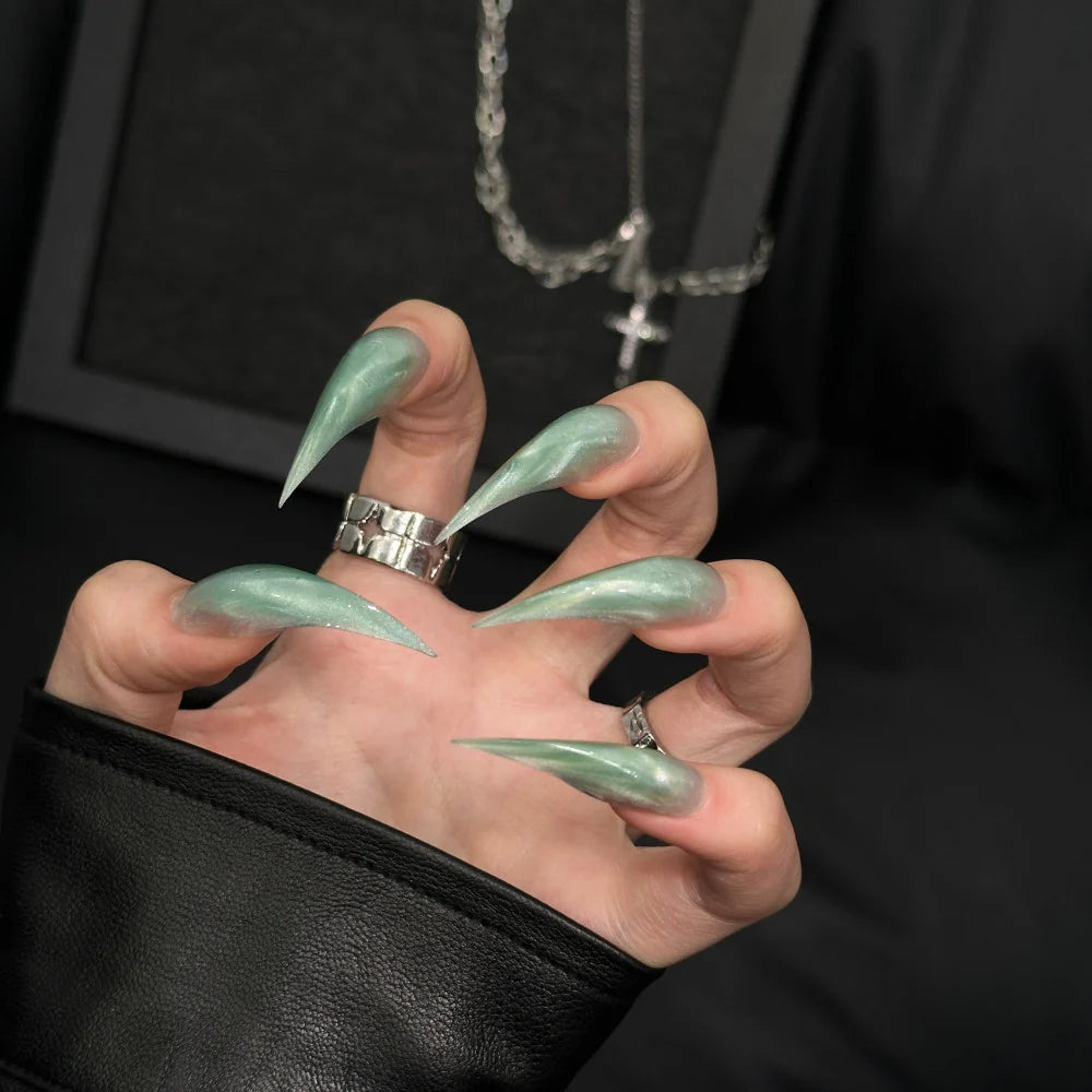 Press-On Nail Set Stiletto Artistic Swirl Easy Application