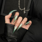 Press-On Nail Set Stiletto Artistic Swirl Easy Application