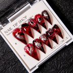 Press-On Nail Set Stiletto Artistic Swirl Peel & Press