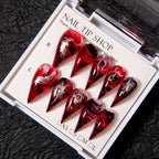Press-On Nail Set Stiletto Artistic Swirl Peel & Press