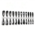 Press-On Nail Set Stiletto Black & White Reusable