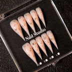Press-On Nail Set Stiletto Crystal Accents Reusable