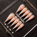 Press-On Nail Set Stiletto Crystal Accents Reusable