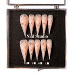 Press-On Nail Set Stiletto Crystal Accents Reusable
