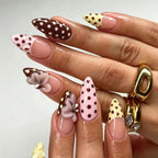 Press-On Nail Set Stiletto Floral Design Multiple Sizes