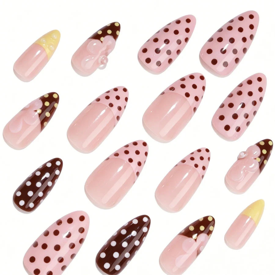 Press-On Nail Set Stiletto Floral Design Multiple Sizes