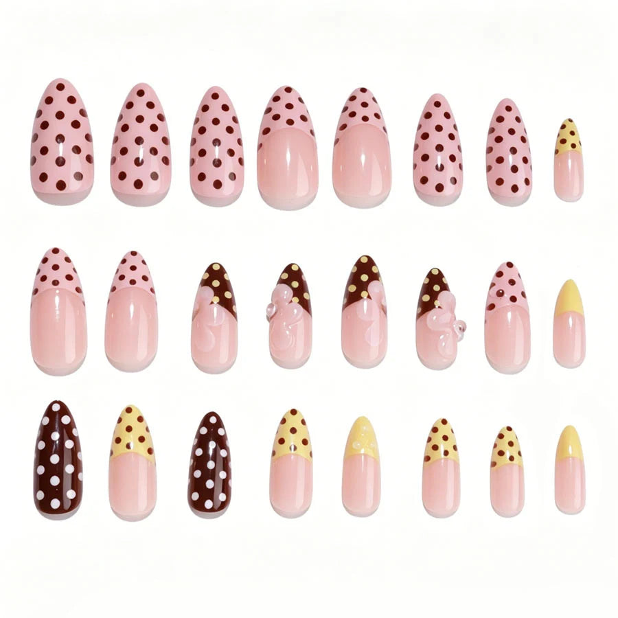 Press-On Nail Set Stiletto Floral Design Multiple Sizes