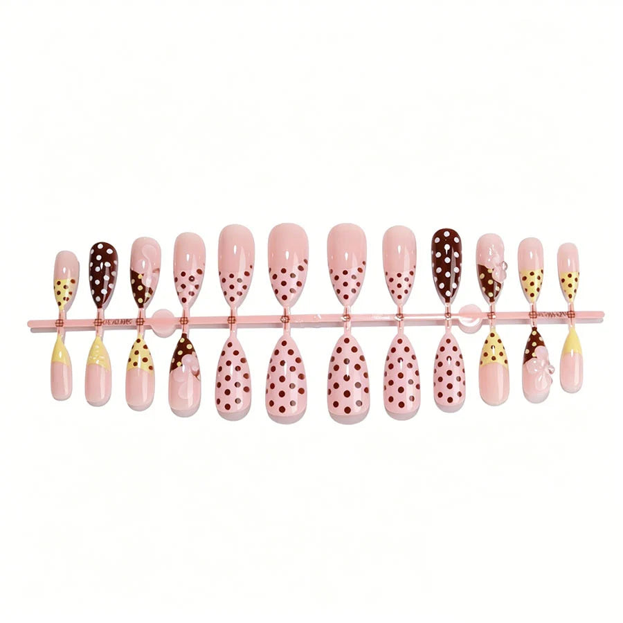 Press-On Nail Set Stiletto Floral Design Multiple Sizes