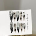 Press-On Nail Set Stiletto Floral & Gemstone Easy Apply