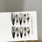 Press-On Nail Set Stiletto Floral & Gemstone Easy Apply