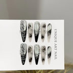Press-On Nail Set Stiletto Floral & Gemstone Easy Apply