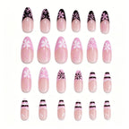 Press-On Nail Set Stiletto Floral & Geometric