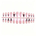 Press-On Nail Set Stiletto Floral & Geometric