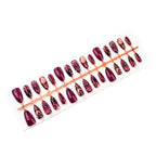 Press-On Nail Set Stiletto Floral & Gold Accents
