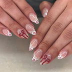 Press-On Nail Set Stiletto Floral Light Blue