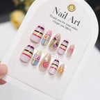 Press-On Nail Set Stiletto Floral Pre-Adhesive