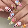 Press-On Nail Set Stiletto Floral Pre-Adhesive