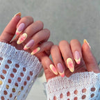 Press-On Nail Set Stiletto Floral Red Gelatin Finish