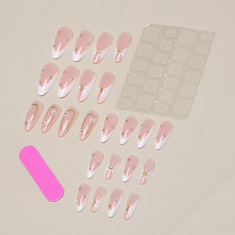 Press-On Nail Set Stiletto Floral Reusable & Easy Application