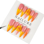 Press-On Nail Set Stiletto Floral Reusable & Easy Application