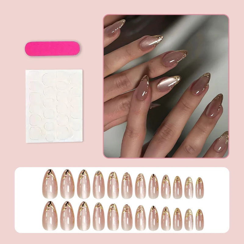 Press-On Nail Set Stiletto Gel High-Gloss Adhesive Tabs