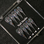 Press-On Nail Set Stiletto Gem-Accented Adhesive-Backed
